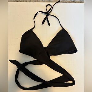 Aerie Black Scoop Wrap Bikini Top